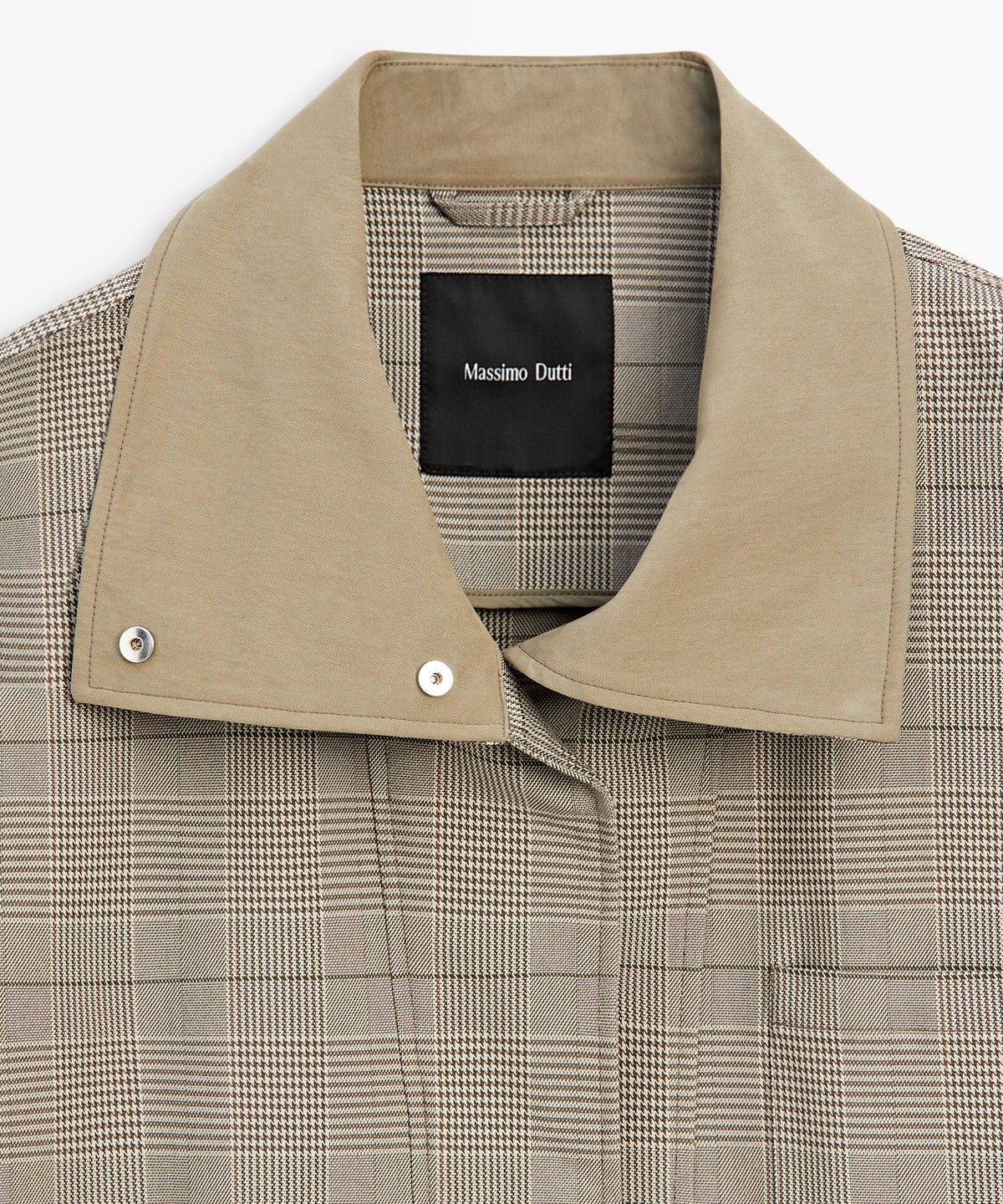 마시모두띠(MASSIMO DUTTI) 체크 코튼 혼방 터틀넥 재킷