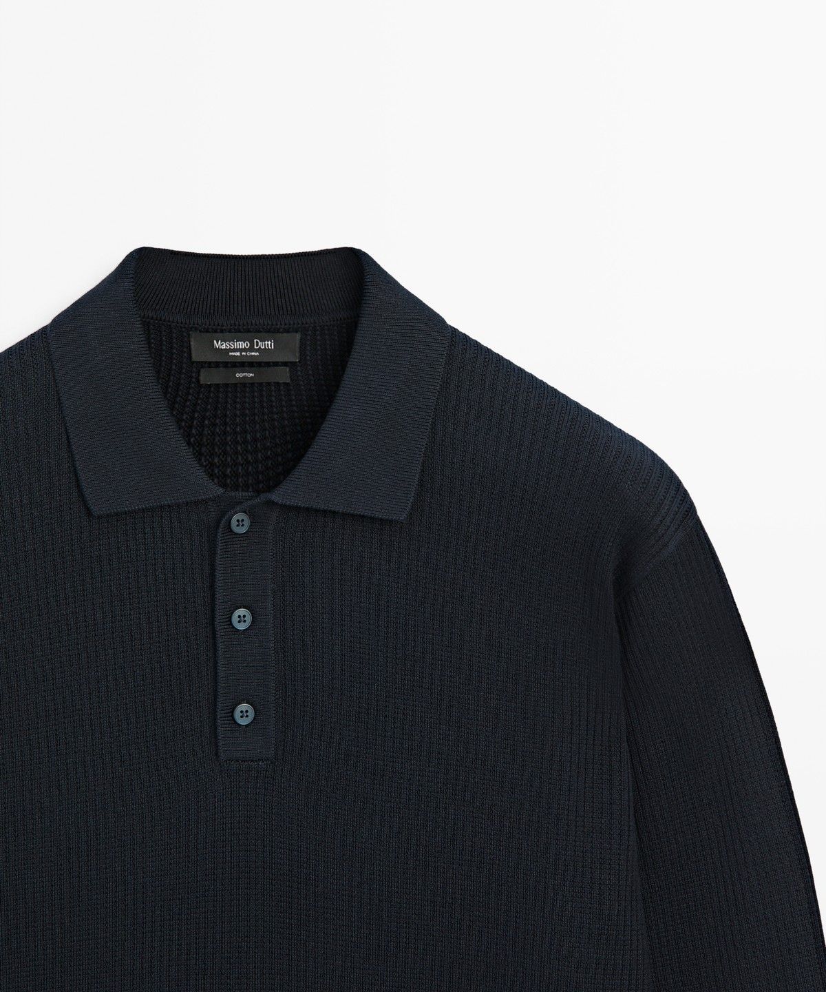 마시모두띠(MASSIMO DUTTI) 버튼 디테일 폴로 니트 스웨터
