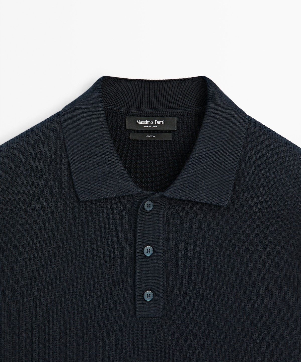 마시모두띠(MASSIMO DUTTI) 버튼 디테일 폴로 니트 스웨터