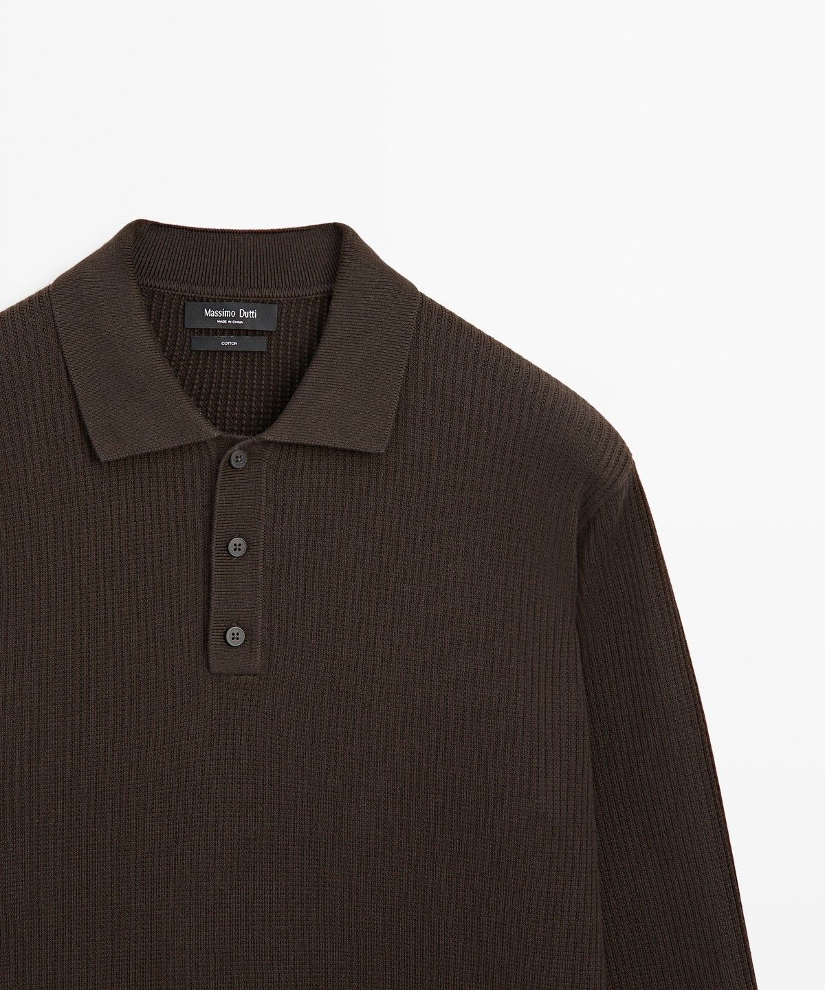 마시모두띠(MASSIMO DUTTI) 버튼 디테일 폴로 니트 스웨터