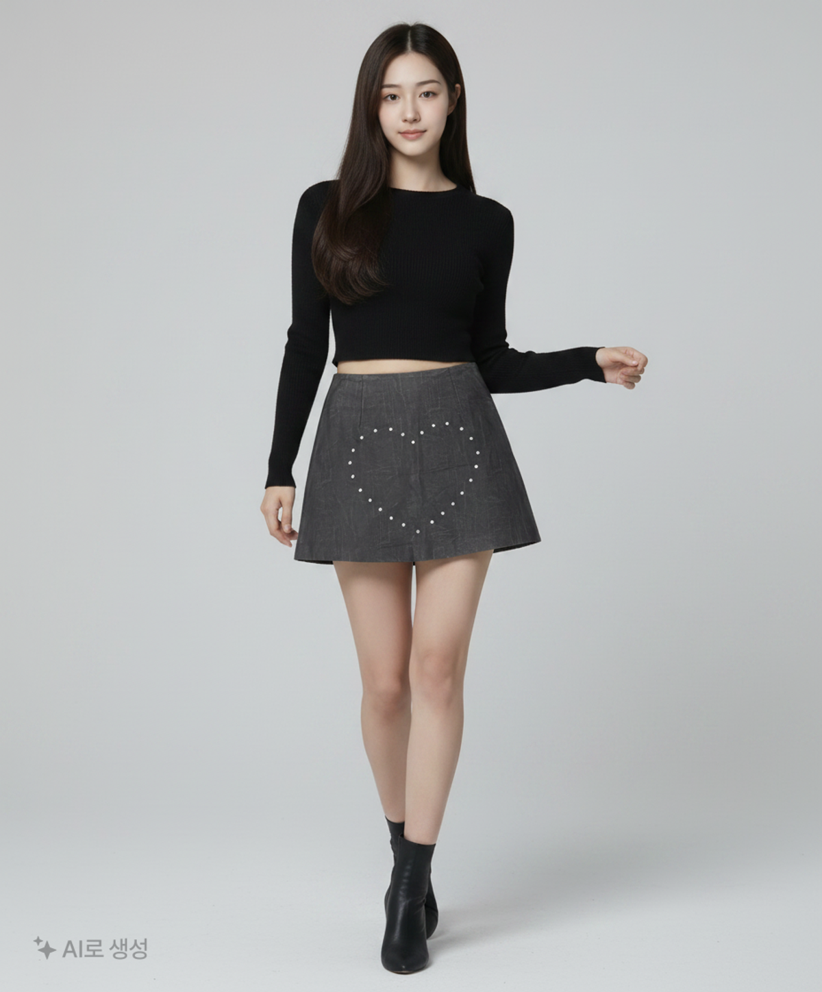 일리오(ILLIO) BLACK HEART STUD COATING SKIRTS 1