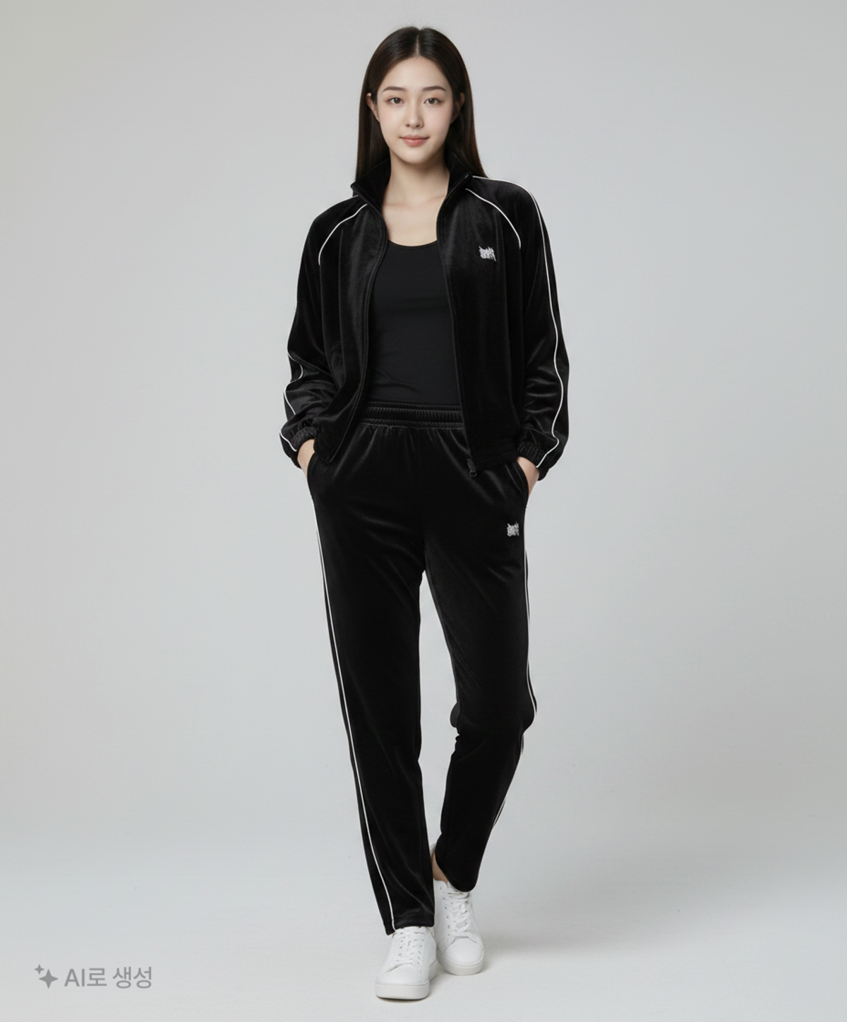 브라운브레스(BROWNBREATH) W TAG VELVET ZIP UP - BLACK S