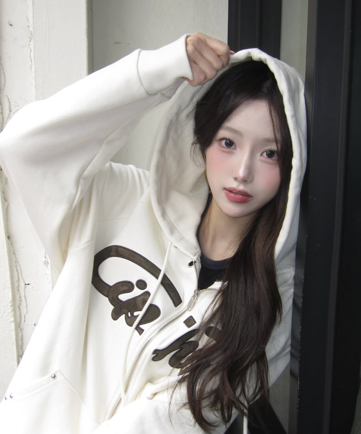 카인드싸이퍼(KIND CIPHER) 카모 아플리케 패치 후드집업 아이보리
