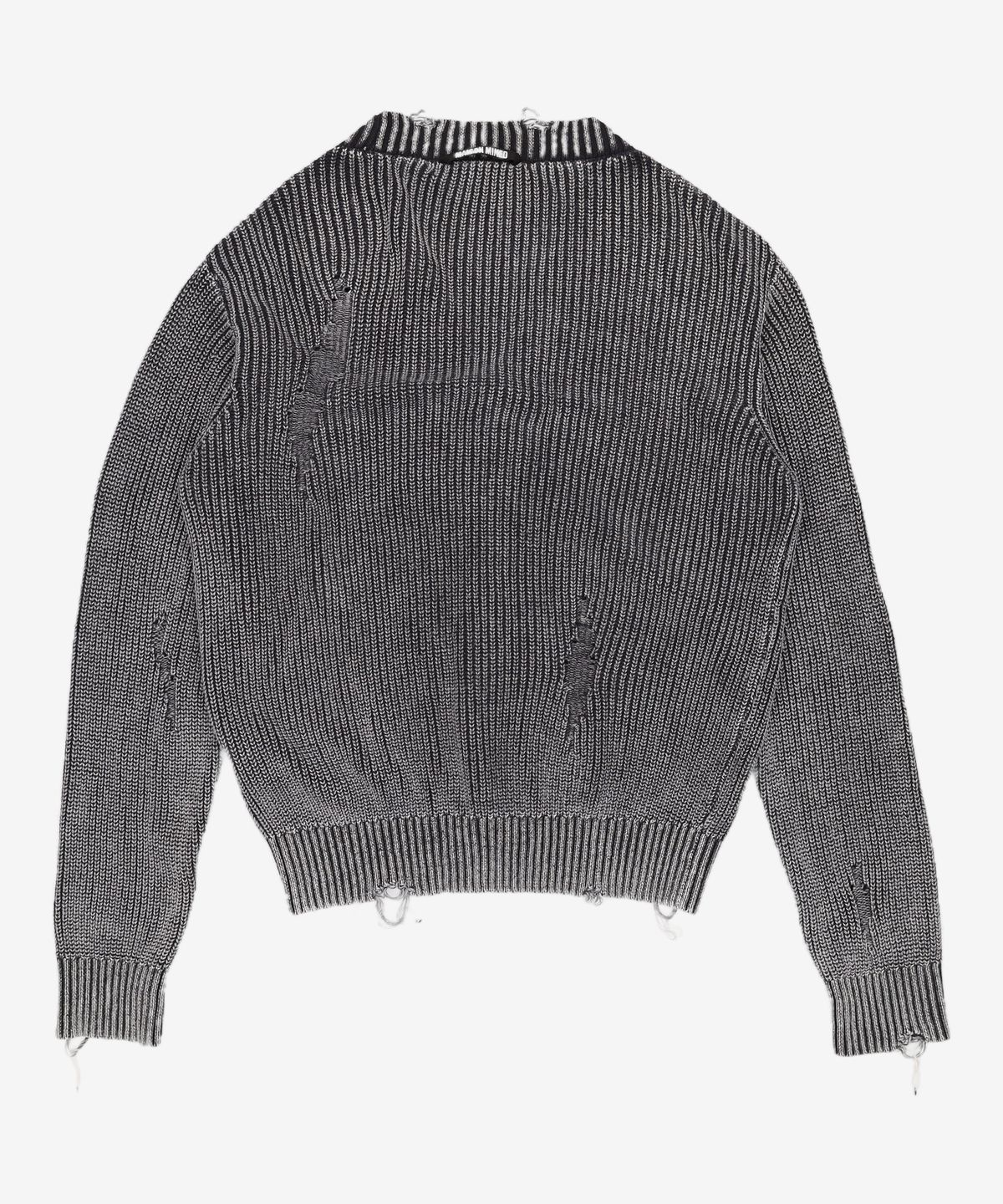 메종미네드(MAISON MINED) DAMAGE COLOUR DYE CARDIGAN DARK GREY S
