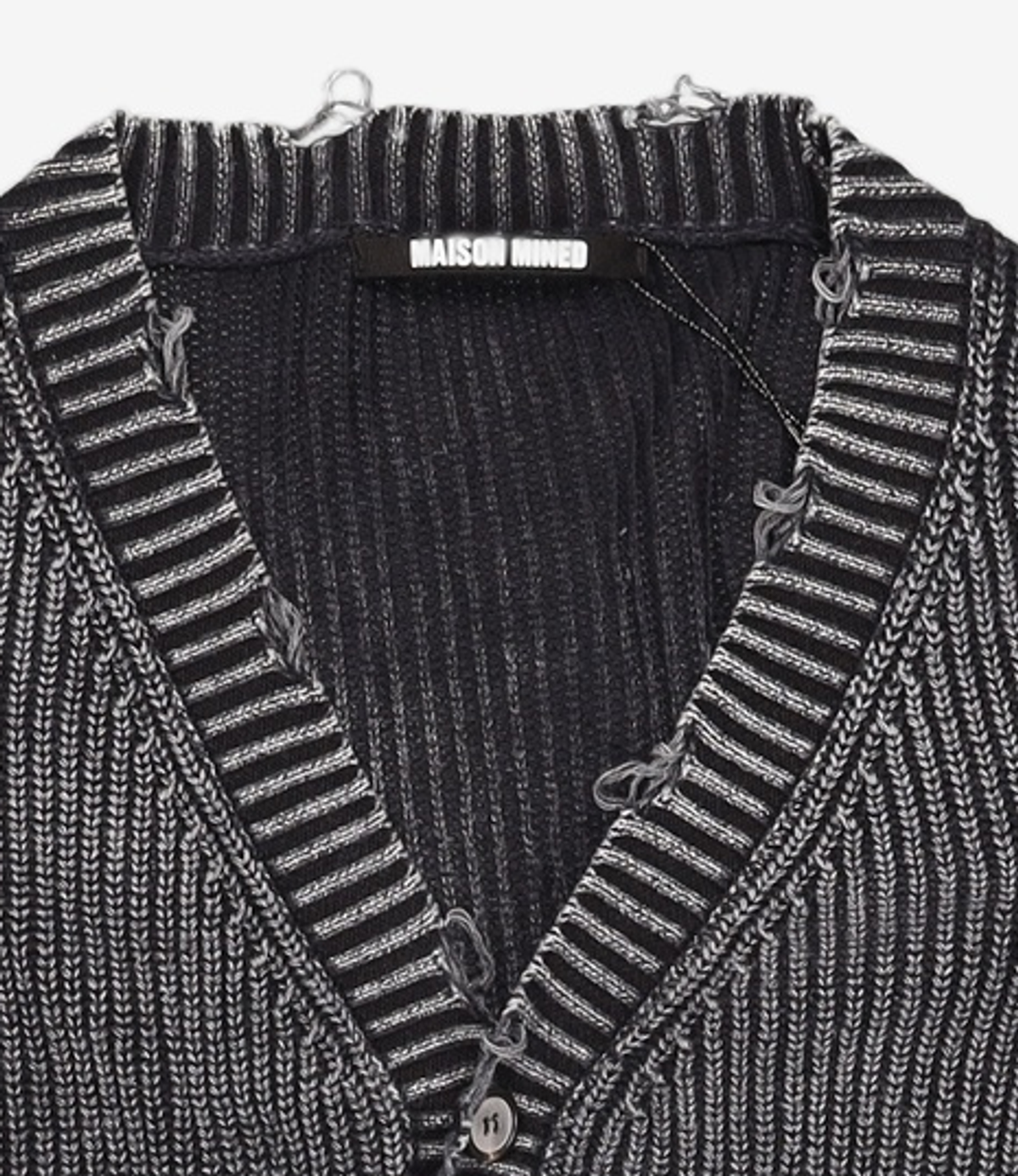 메종미네드(MAISON MINED) DAMAGE COLOUR DYE CARDIGAN DARK GREY S
