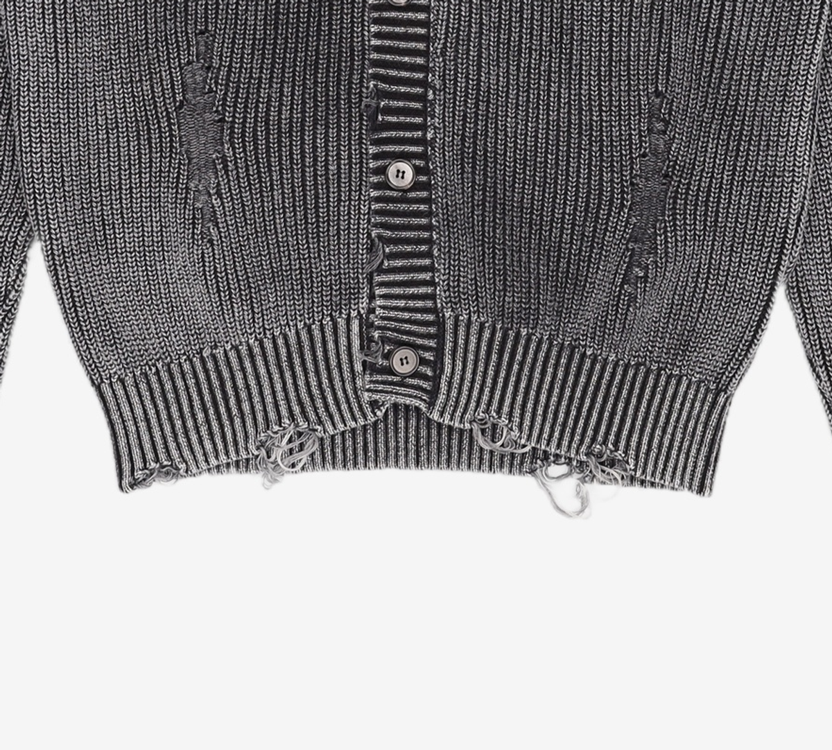 메종미네드(MAISON MINED) DAMAGE COLOUR DYE CARDIGAN DARK GREY S