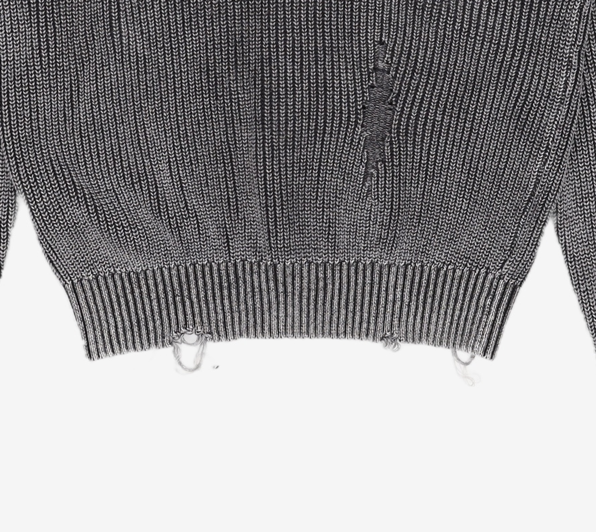메종미네드(MAISON MINED) DAMAGE COLOUR DYE CARDIGAN DARK GREY S