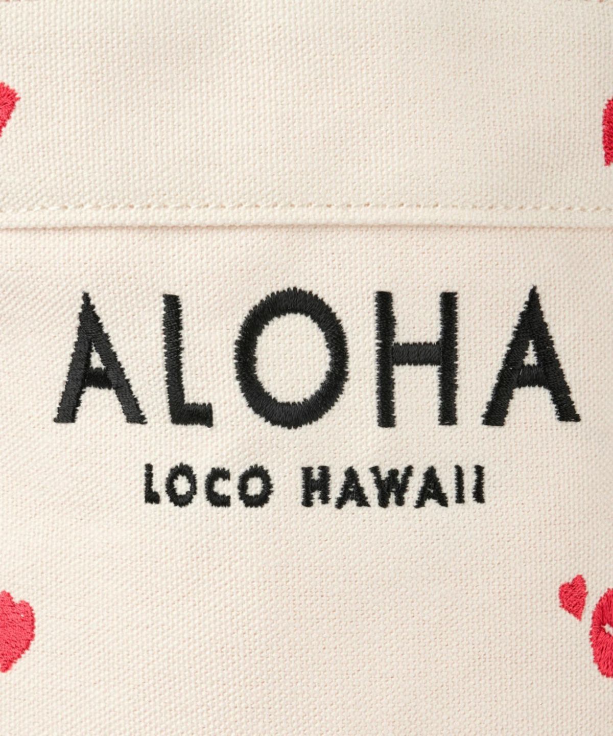 로코하와이(LOCO HAWAII) 알로하 하트 캔버스 가죽 토트백  M