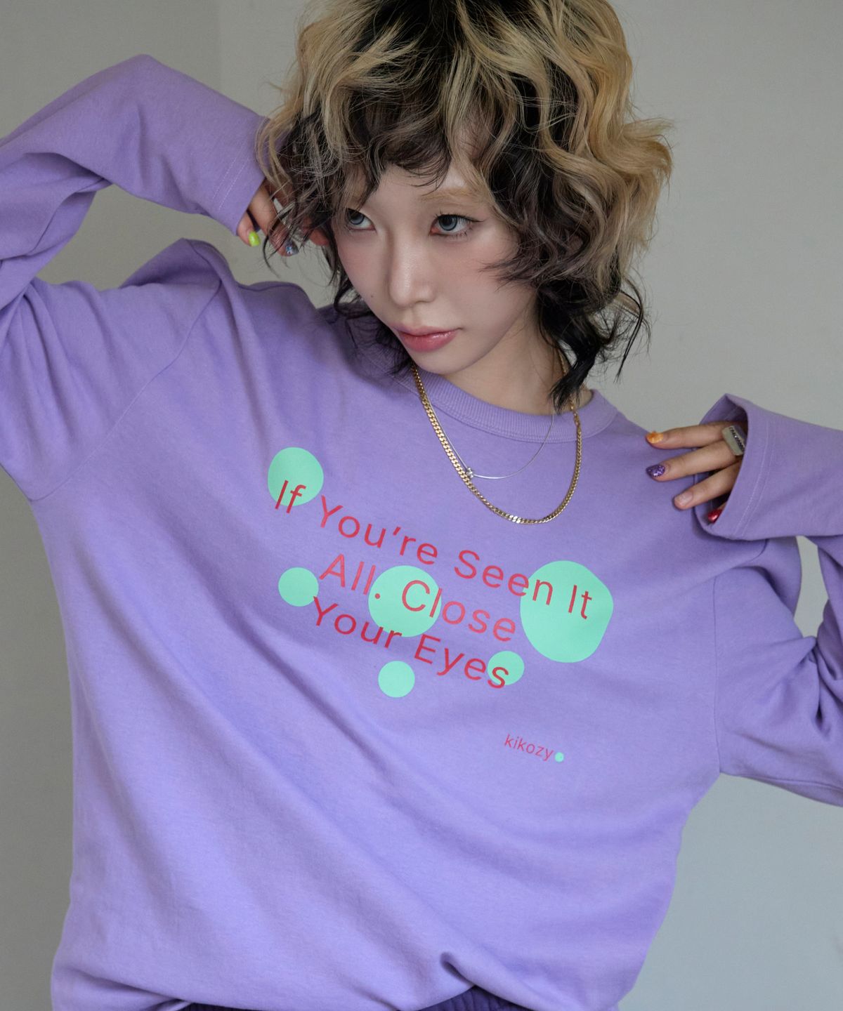 키코지(KIKOZY) Bubble Dot Long Sleeve_Lilac