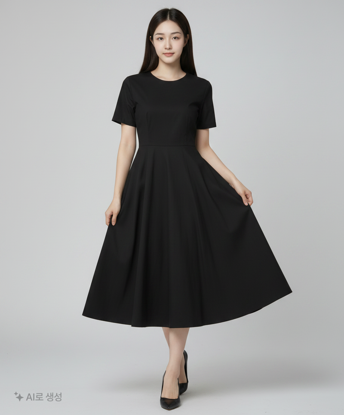 논로컬(NONLOCAL) Linen Flared Dress - Black L