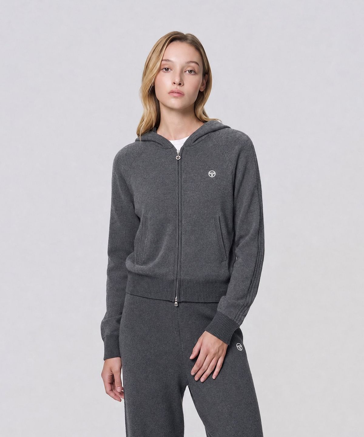 세르지오 타키니(SERGIO TACCHINI) W 울캐시 니트 후드 집업 (D.Charcoal Grey)