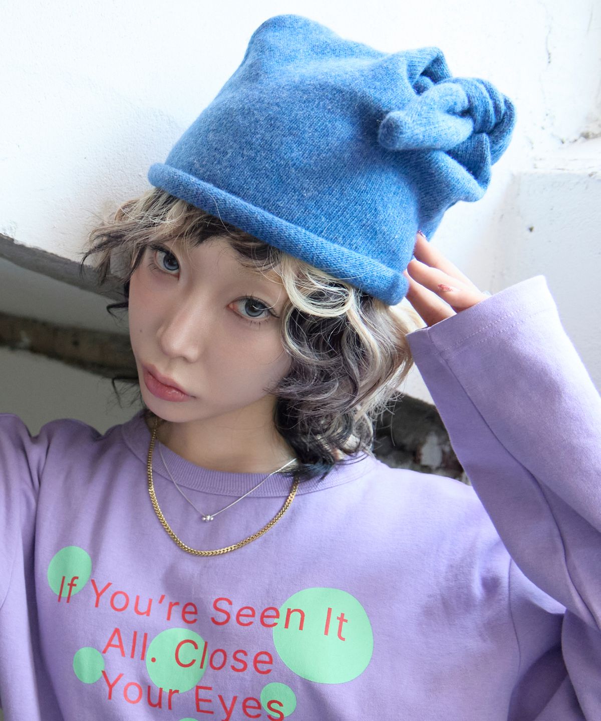 키코지(KIKOZY) Tie Loop Beanie_Blue