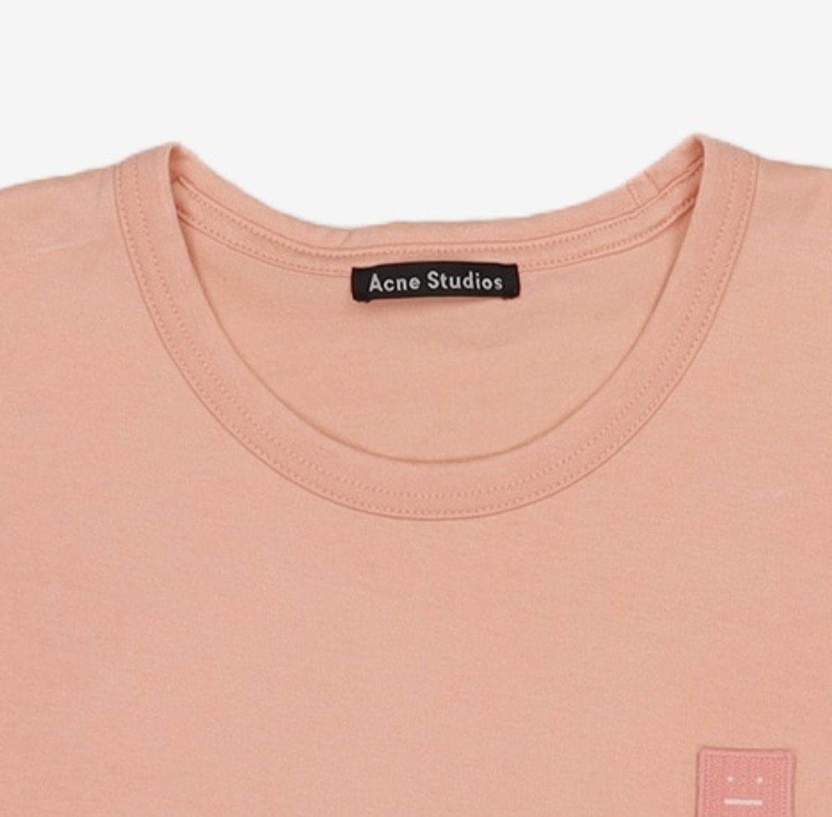 아크네 스튜디오(ACNE STUDIOS) 공용 페이스 패치 반소매 티셔츠 - 파우더 핑크 / 25E173AD5 XS