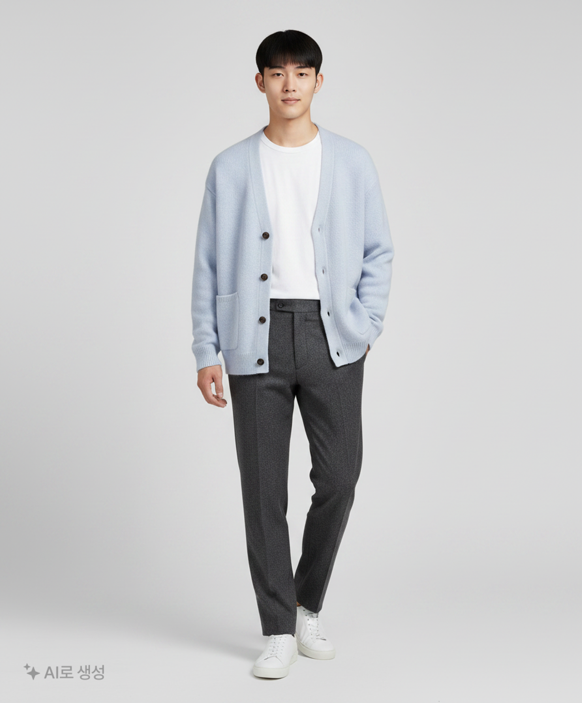 테이크이지(TAKEASY) 울 브러쉬 브이넥 가디건(스카이블루) M