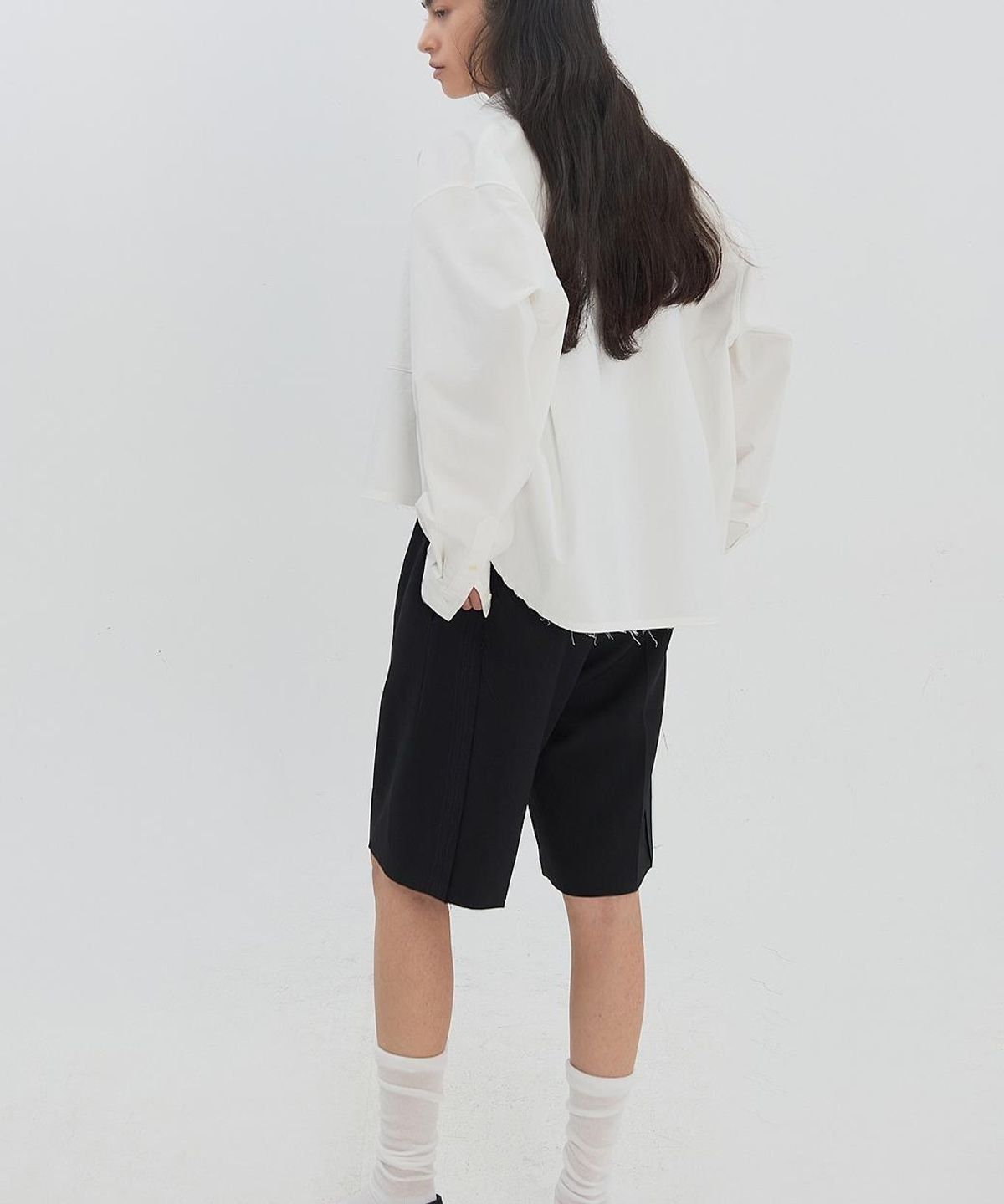 래코드(RECODE) Two Way Cropped Shirt RJSAM26598WHX