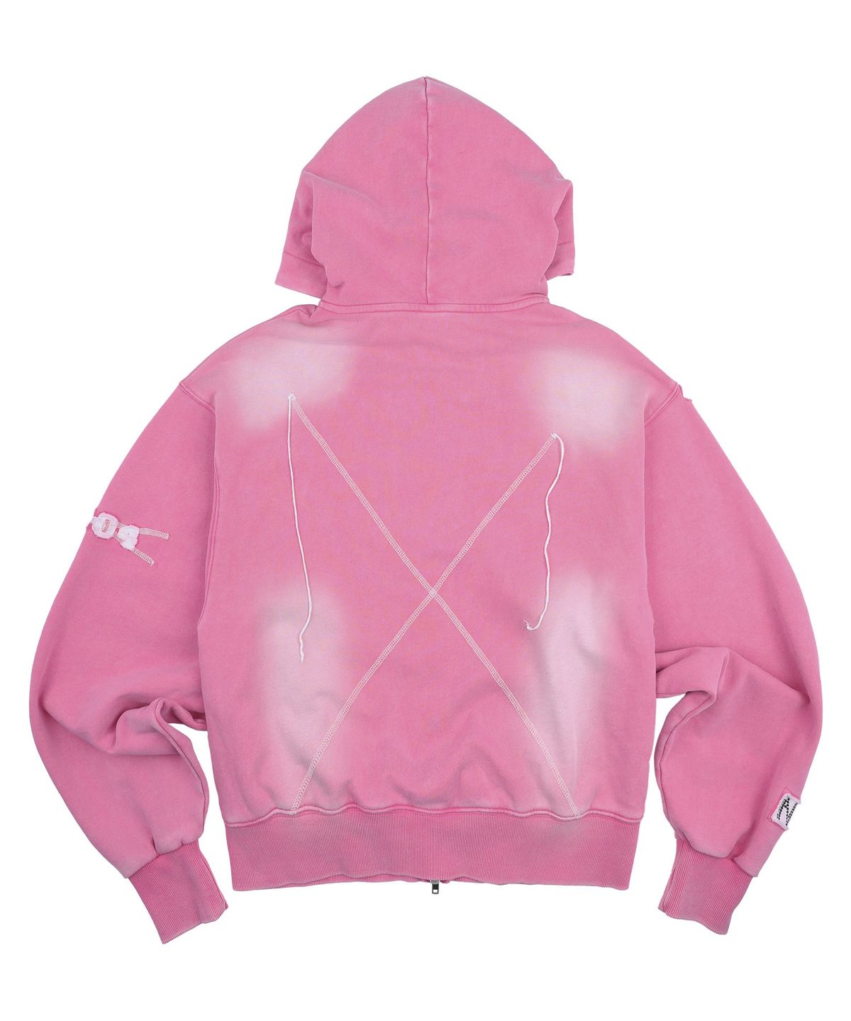 글랙(GLACK) GHD053 넷링크 빈티지 아플리케 세미 크롭 워시드 후드 집업 (PINK)