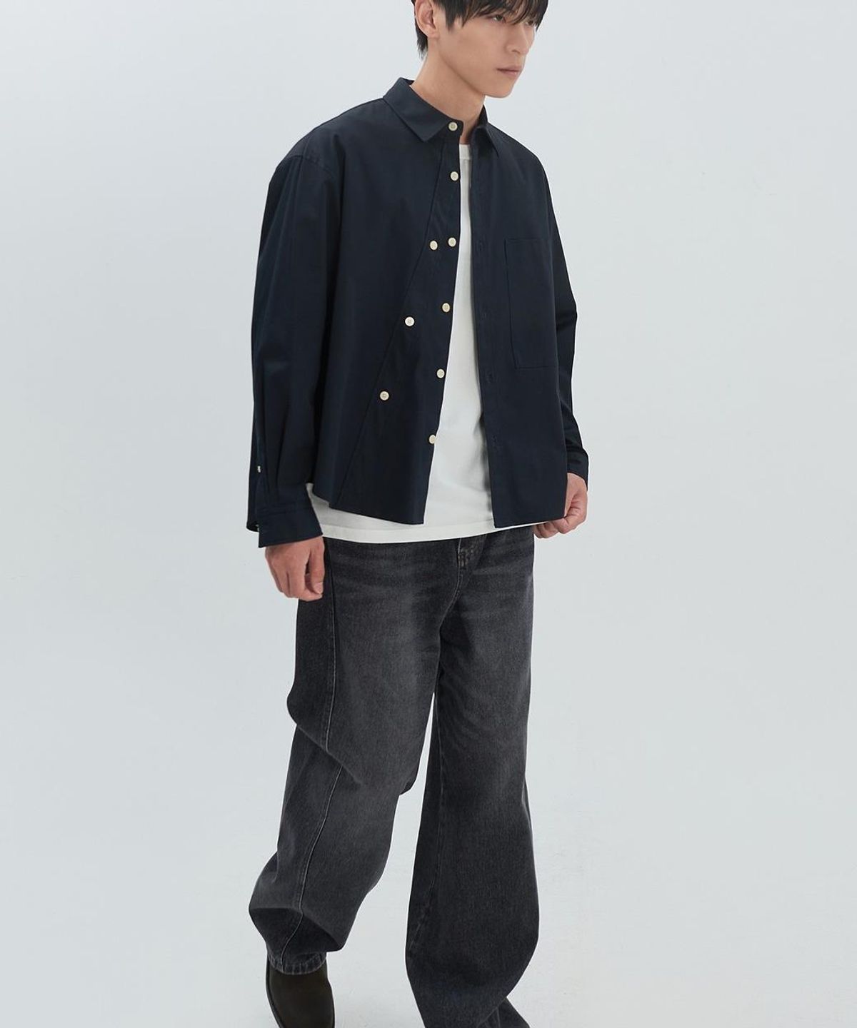 래코드(RECODE) Asymmetric Button Shirt RJSAM26689BKX
