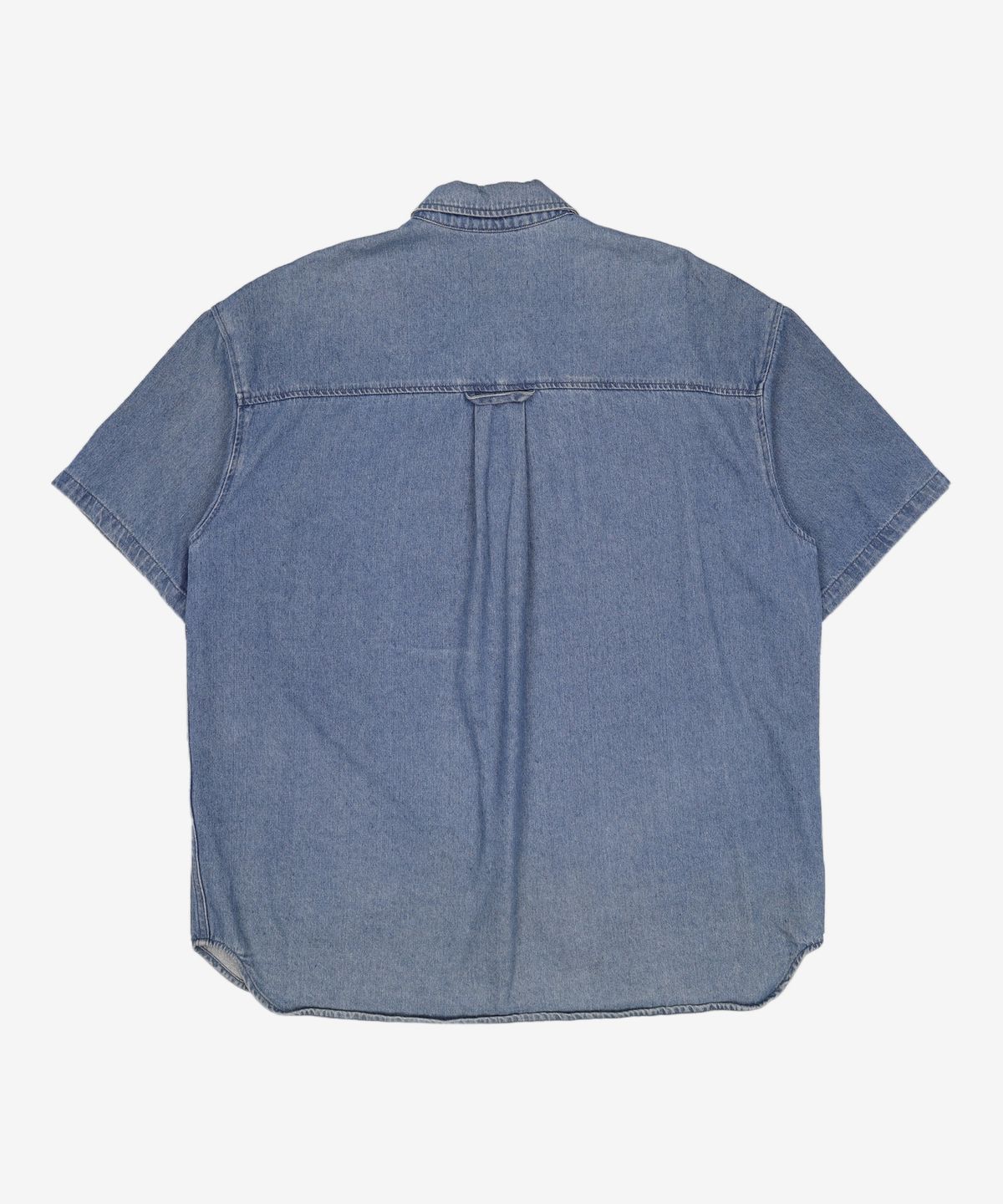키뮤어(KIIMUIR) 시티보이 오버핏 워싱데님 반팔 셔츠_블루 L