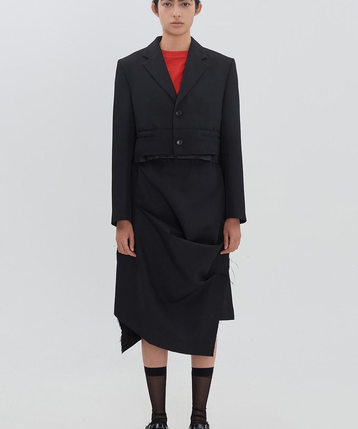 래코드(RECODE) Raw-Edged Detail Crop Jacket RJJAM26599BKX