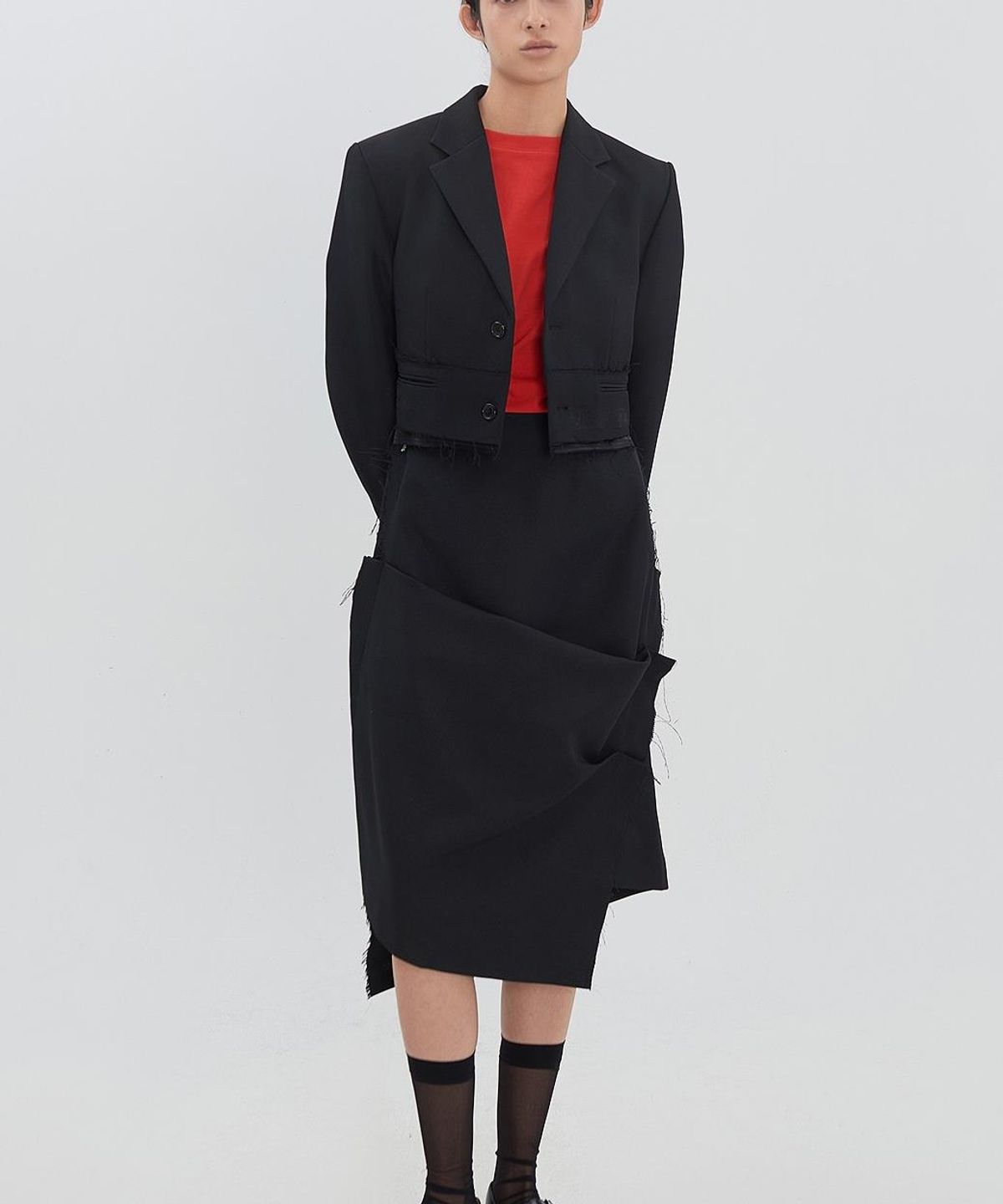 래코드(RECODE) Raw-Edged Detail Crop Jacket RJJAM26599BKX