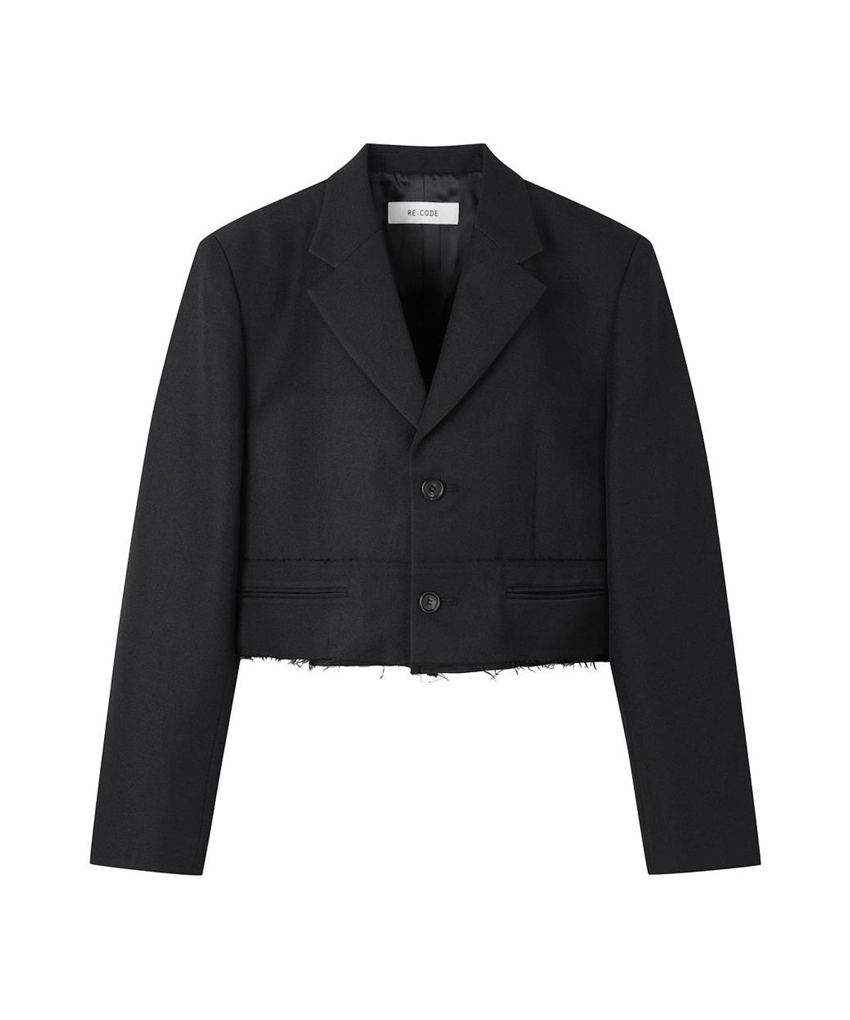 래코드(RECODE) Raw-Edged Detail Crop Jacket RJJAM26599BKX