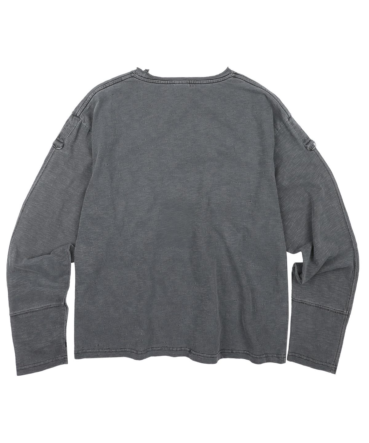 글랙(GLACK) GT190 빈티지 플래그 잭 핑거홀 세미 크롭 워시드 롱슬리브 (CHARCOAL GRAY)