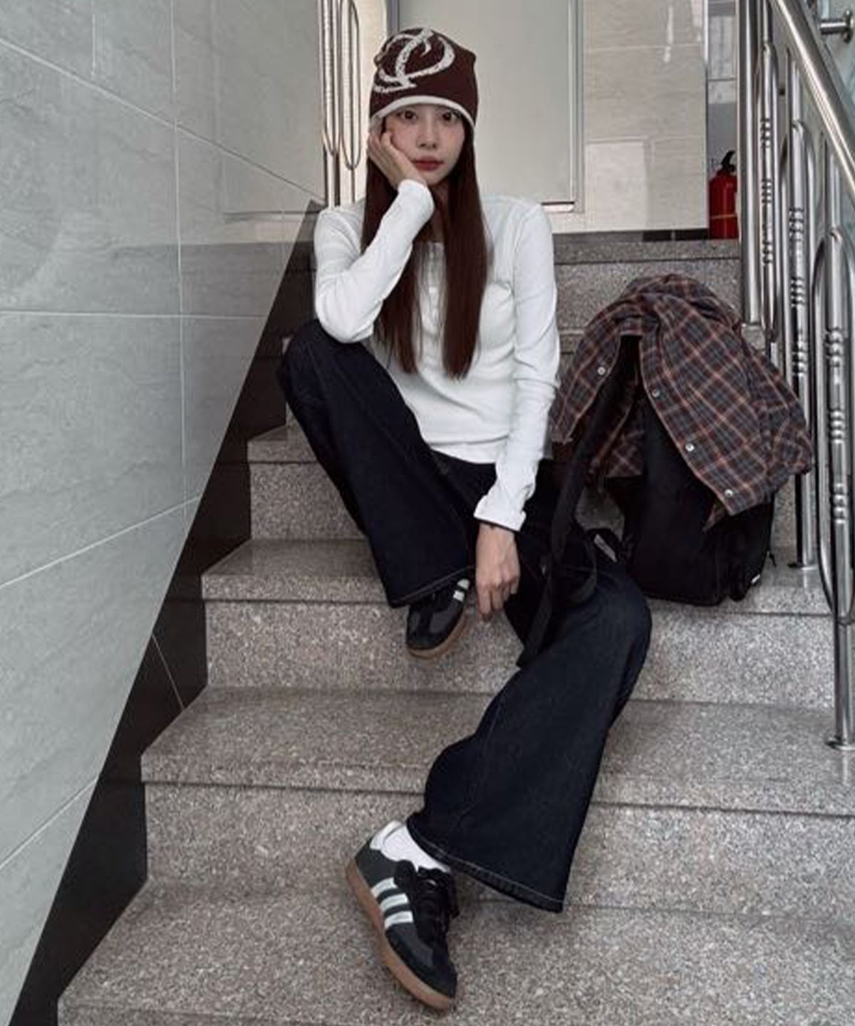 마인드브릿지 우먼(MIND BRIDGE WOMEN) [ON][W]골지 헨리넥 데일리 긴팔 티셔츠 - 4color