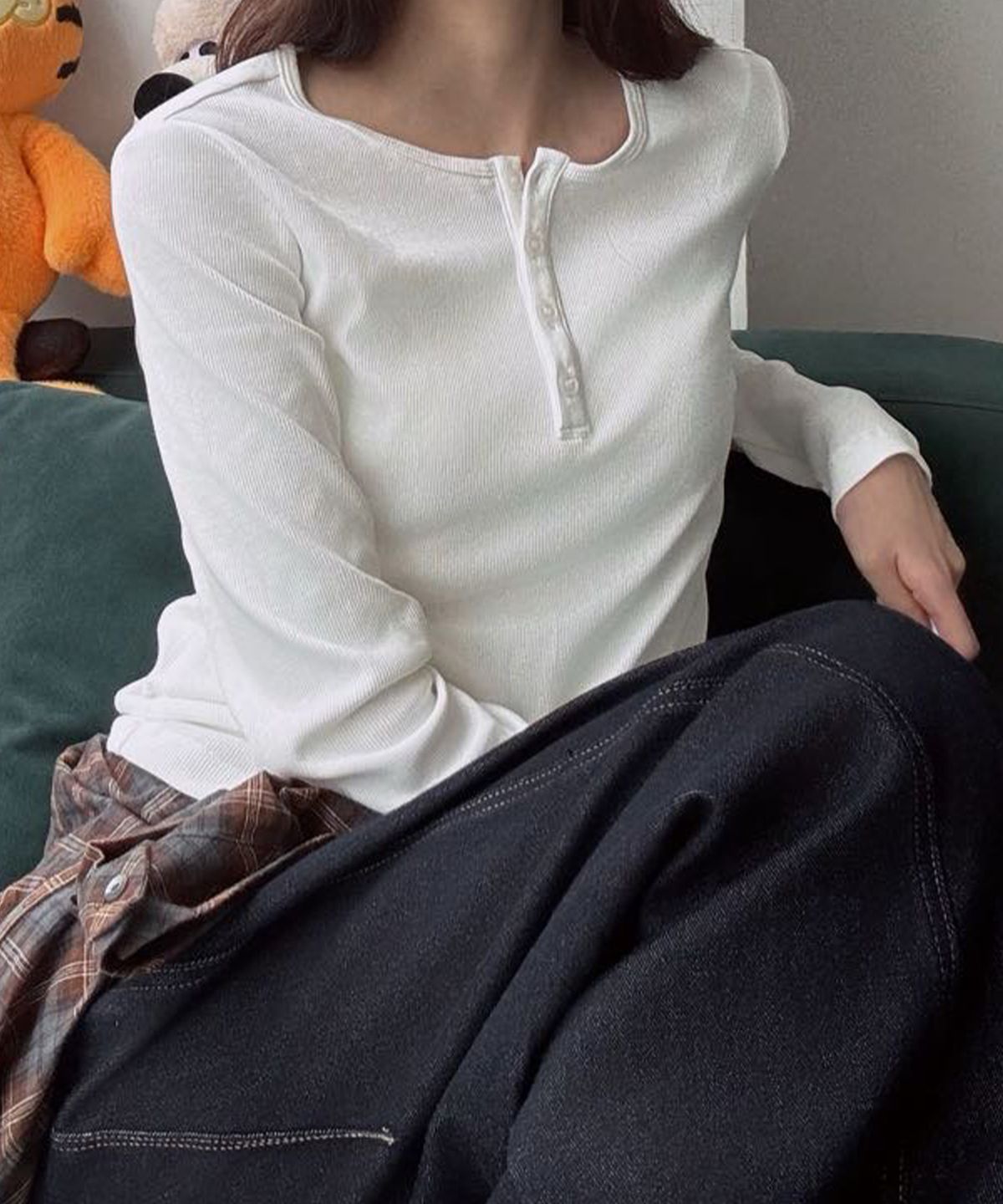 마인드브릿지 우먼(MIND BRIDGE WOMEN) [ON][W]골지 헨리넥 데일리 긴팔 티셔츠 - 4color