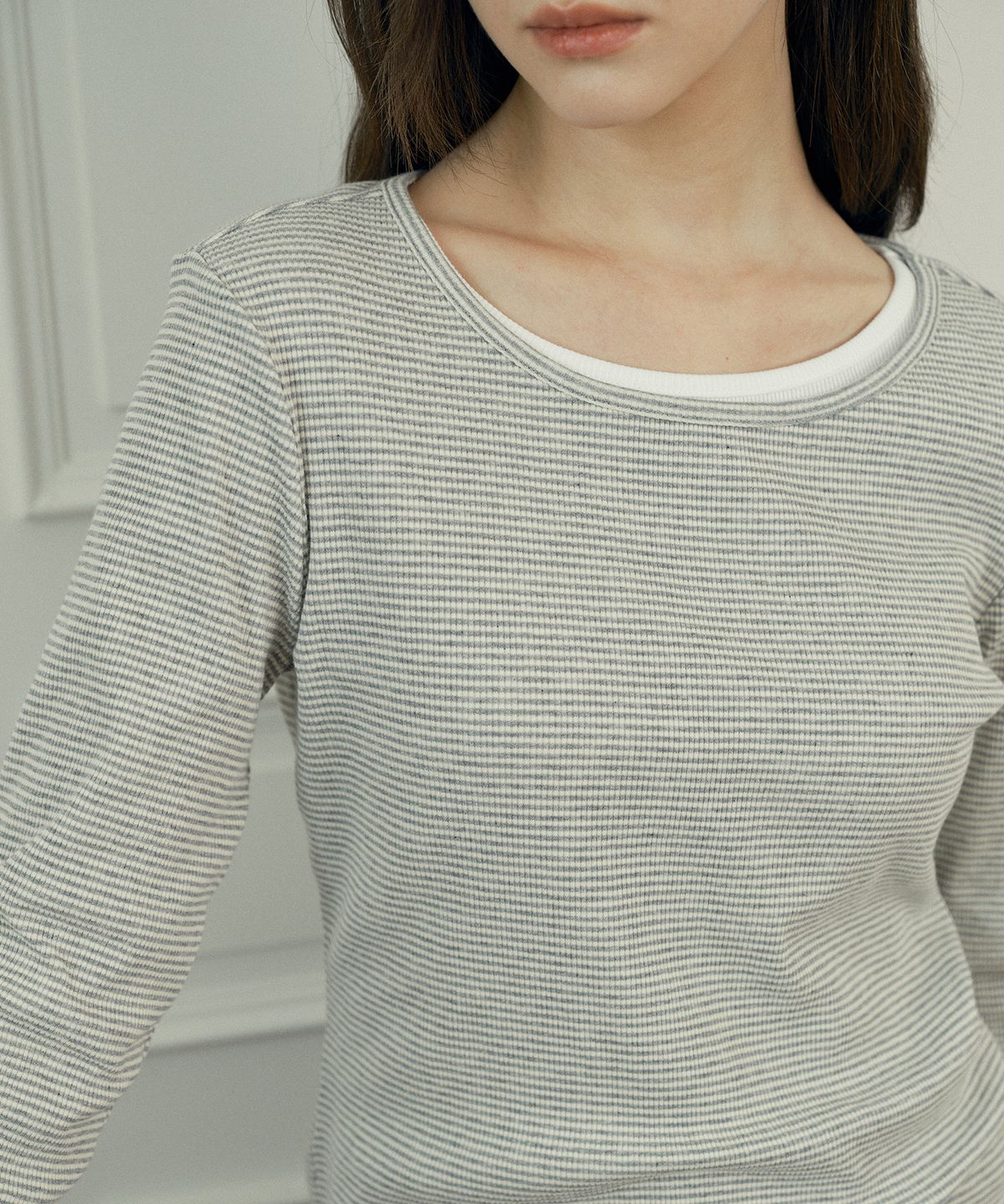 마인드브릿지 우먼(MIND BRIDGE WOMEN) [ON][W]골지 라운드 넥 데일리 긴팔 티셔츠 - 5color