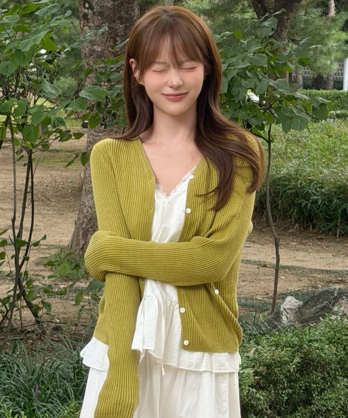 마인드브릿지 우먼(MIND BRIDGE WOMEN) [W]울 혼방 브이넥 골지 가디건 - 2color