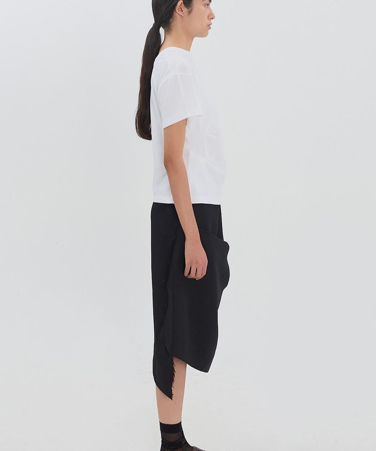 래코드(RECODE) Backward Shoulder Slit Shirring Top RJTAM26596WHX