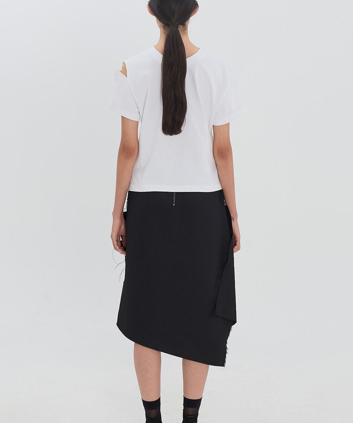 래코드(RECODE) Backward Shoulder Slit Shirring Top RJTAM26596WHX