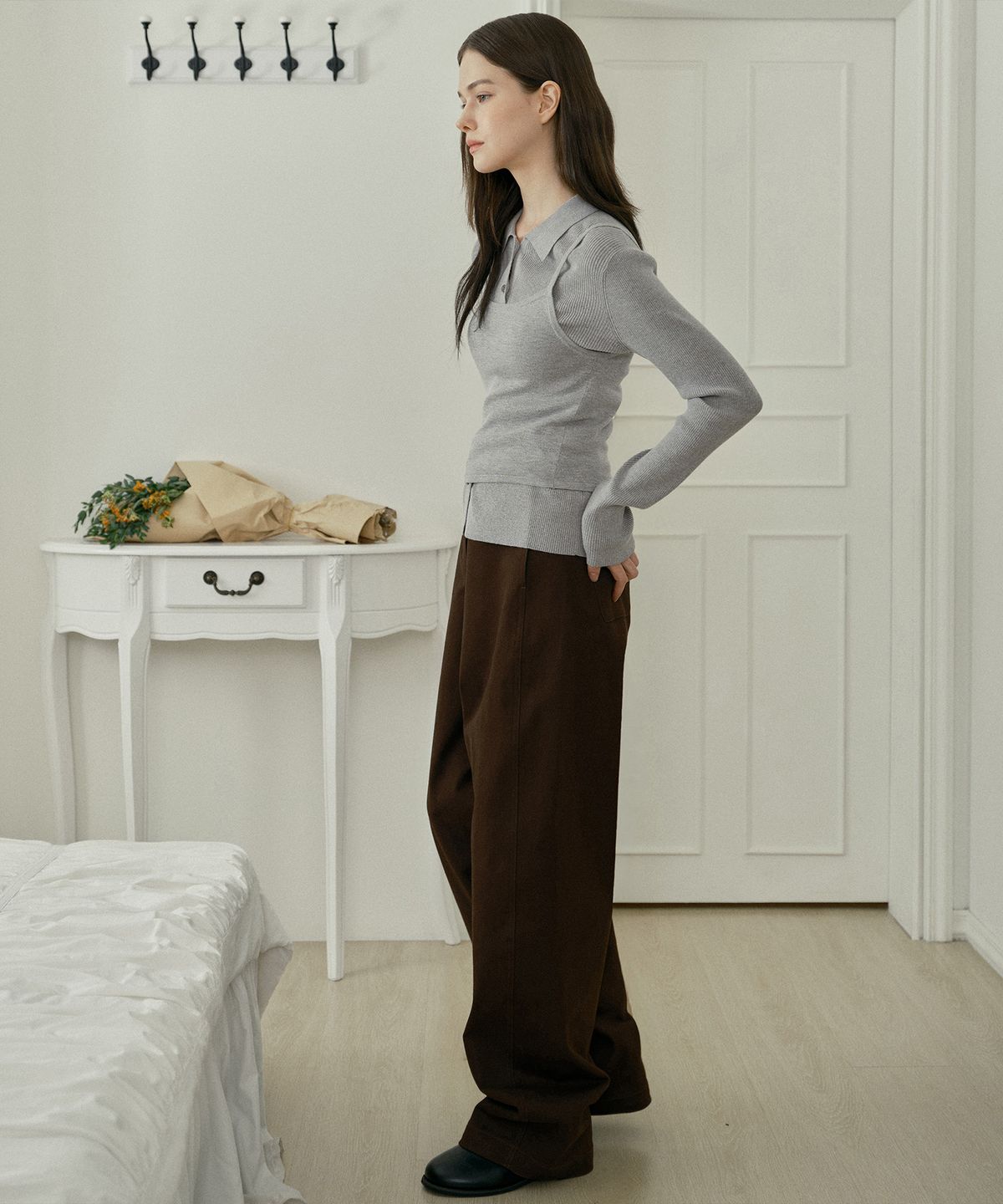 마인드브릿지 우먼(MIND BRIDGE WOMEN) [W]커브드 와이드 데일리 코튼 팬츠 - 2color