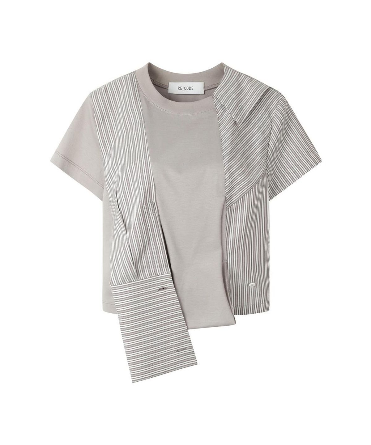 래코드(RECODE) Mixed Shirt Panel Top R0TAS26211GYX