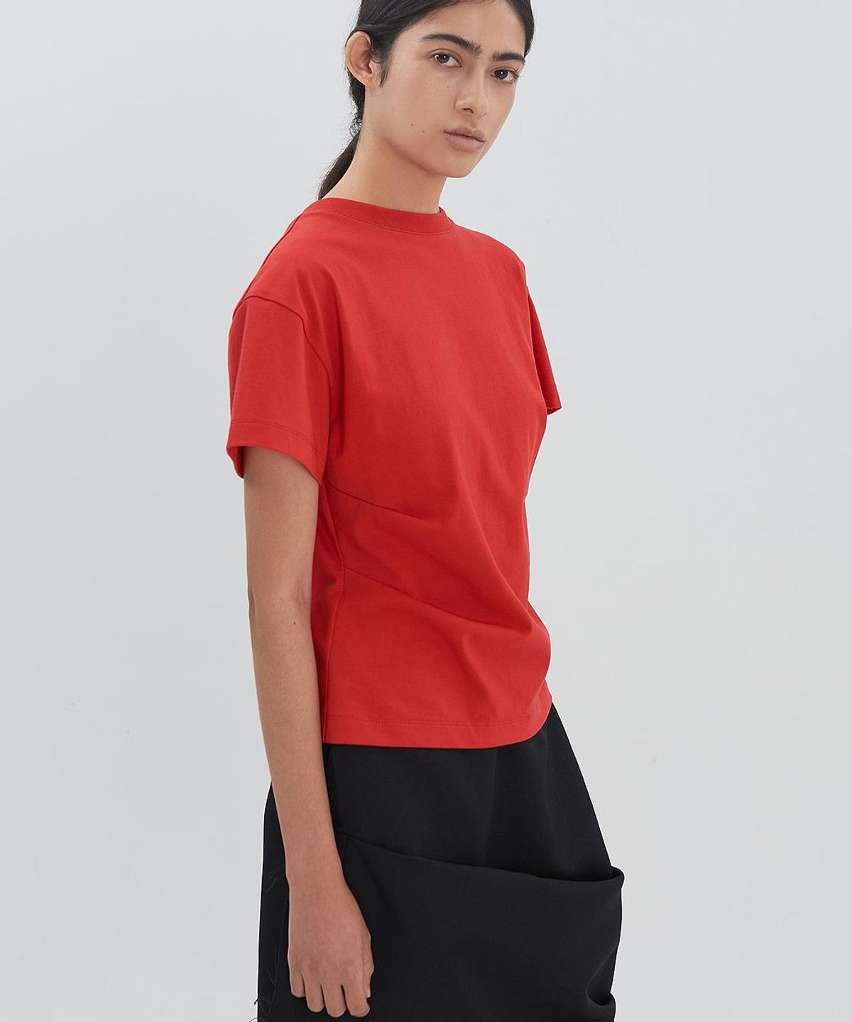 래코드(RECODE) Backward Shoulder Slit Shirring Top RJTAM26596REX
