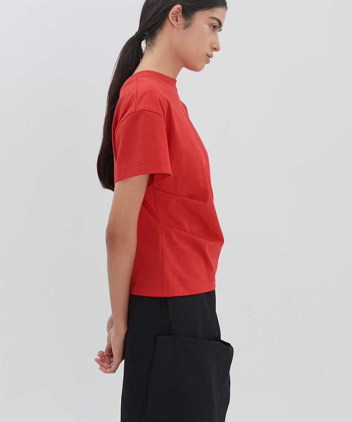 래코드(RECODE) Backward Shoulder Slit Shirring Top RJTAM26596REX