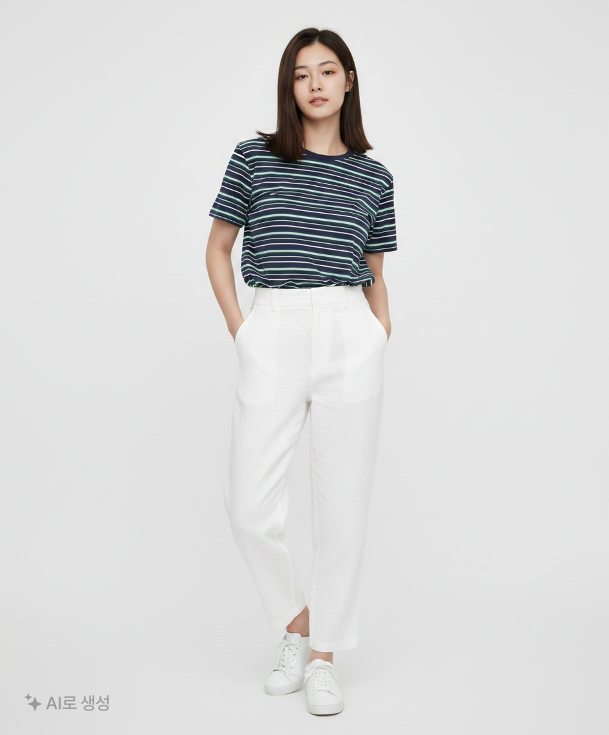 룩캐스트(LOOKAST) 보니 스트라이프 티셔츠_네이비 / BONY STRIPE T-SHIRT_NAVY ONE