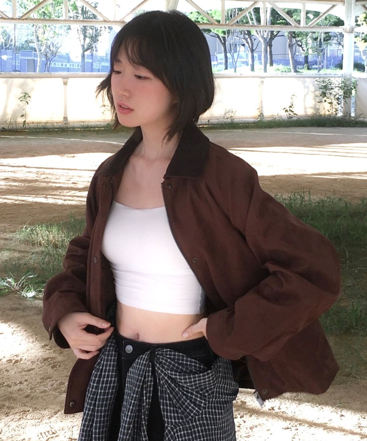 마인드브릿지 우먼(MIND BRIDGE WOMEN) [ON[W]]브라운 스웨이드 코듀로이 카라 자켓