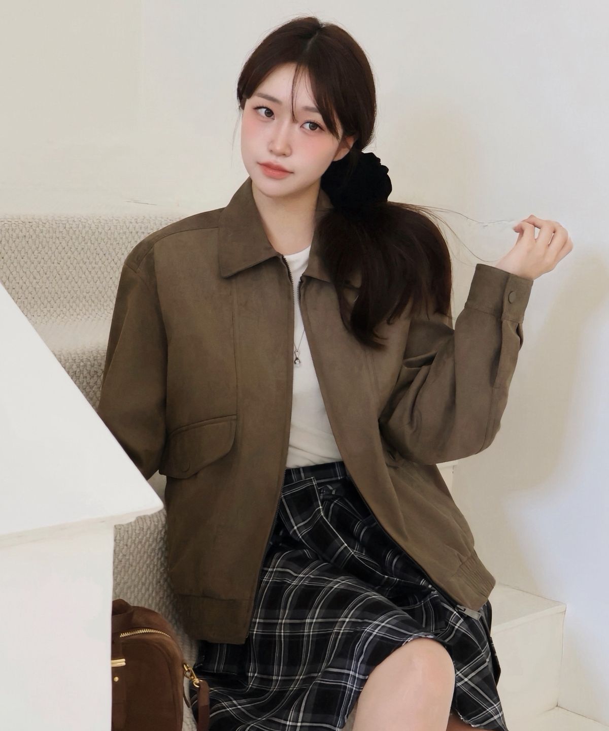 마인드브릿지 우먼(MIND BRIDGE WOMEN) [W]스웨이드 오버핏 블루종 - 2color