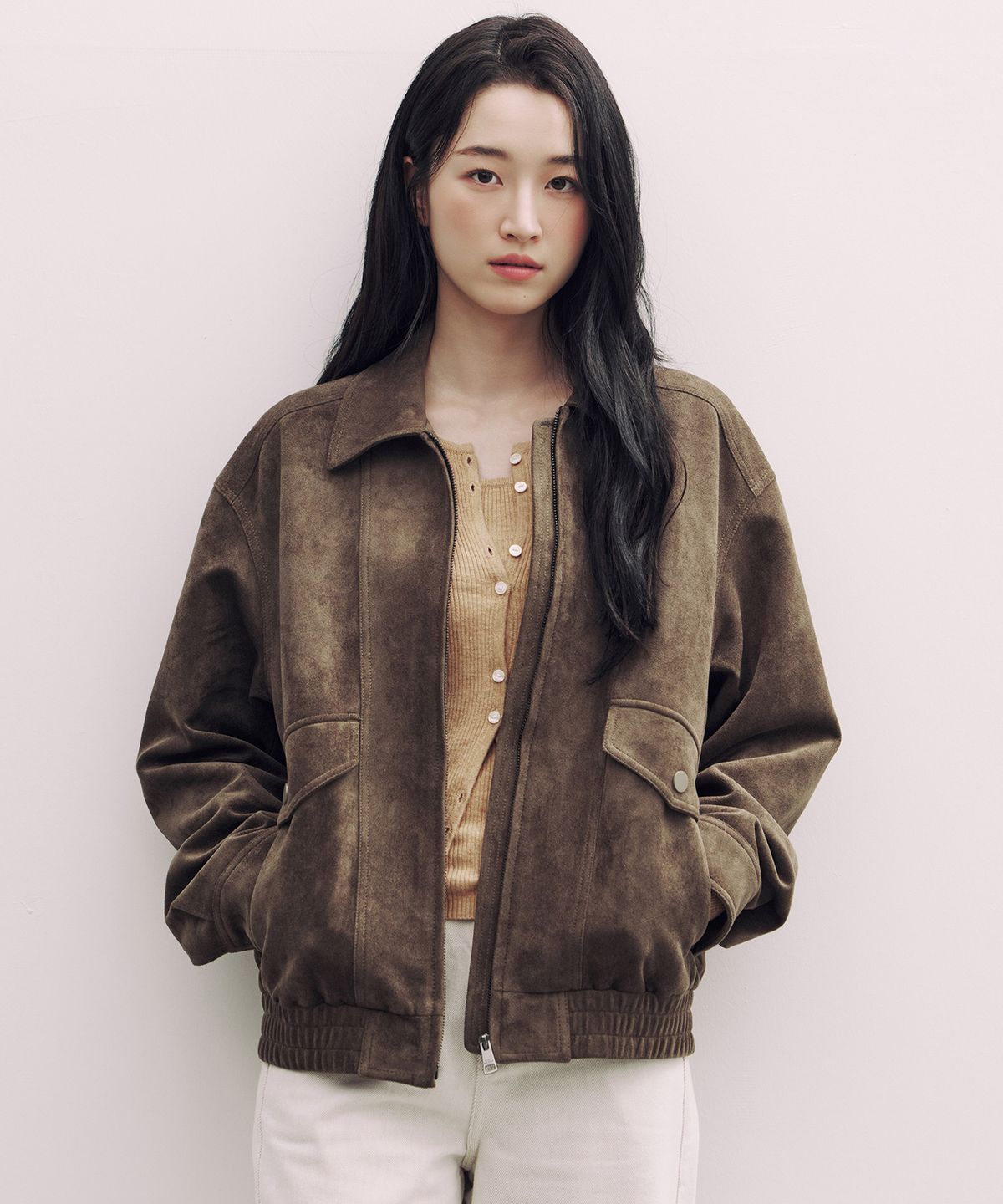 마인드브릿지 우먼(MIND BRIDGE WOMEN) [W]스웨이드 오버핏 블루종 - 2color