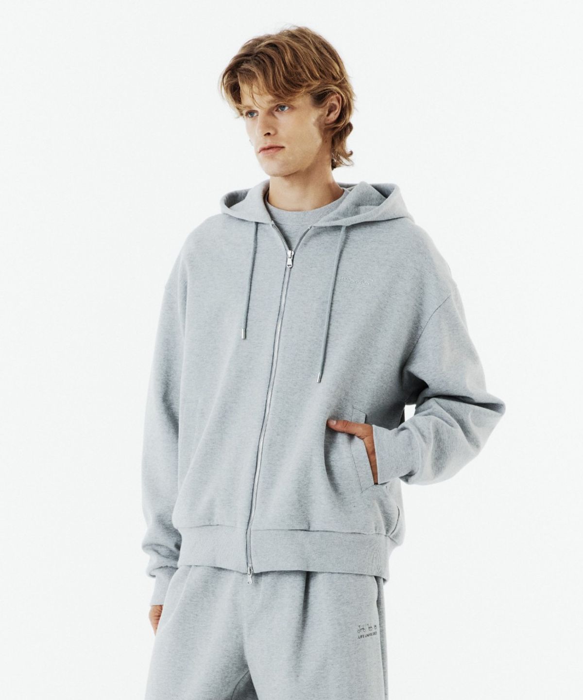 브롬톤 런던(BROMPTON LONDON) HOODED ZIP-UP - M/GREY (P263UFT163)
