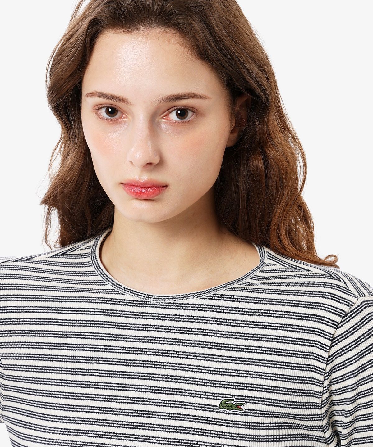 라코스테(LACOSTE) 여성 립 멀티 스트라이프 티셔츠 TF410E-56N 70V