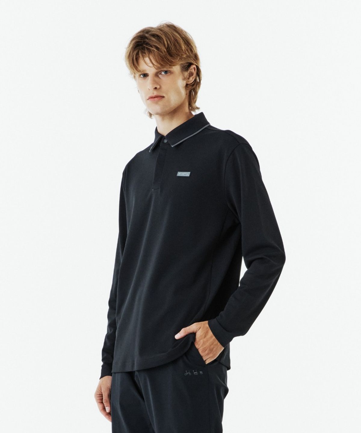 브롬톤 런던(BROMPTON LONDON) COLLAR T-SHIRT - BLACK (P263MPL120)