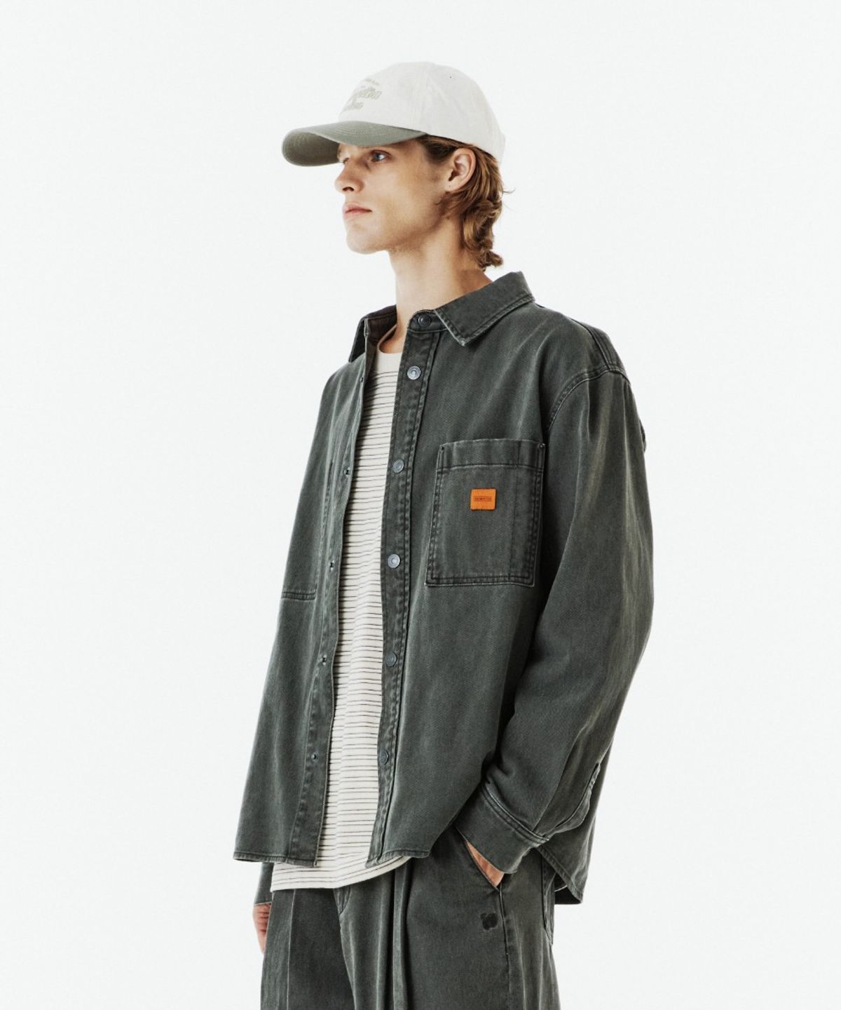 브롬톤 런던(BROMPTON LONDON) OUTPOCKET DENIM SHIRT - KHAKI (P263MSH402)