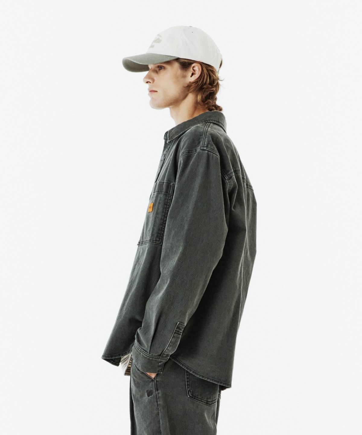 브롬톤 런던(BROMPTON LONDON) OUTPOCKET DENIM SHIRT - KHAKI (P263MSH402)
