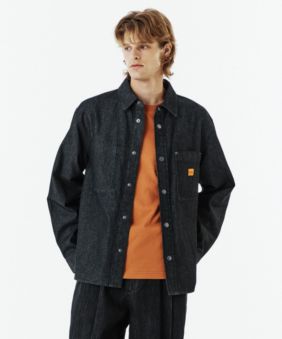 브롬톤 런던(BROMPTON LONDON) OUTPOCKET DENIM SHIRT - BLACK (P263MSH402)