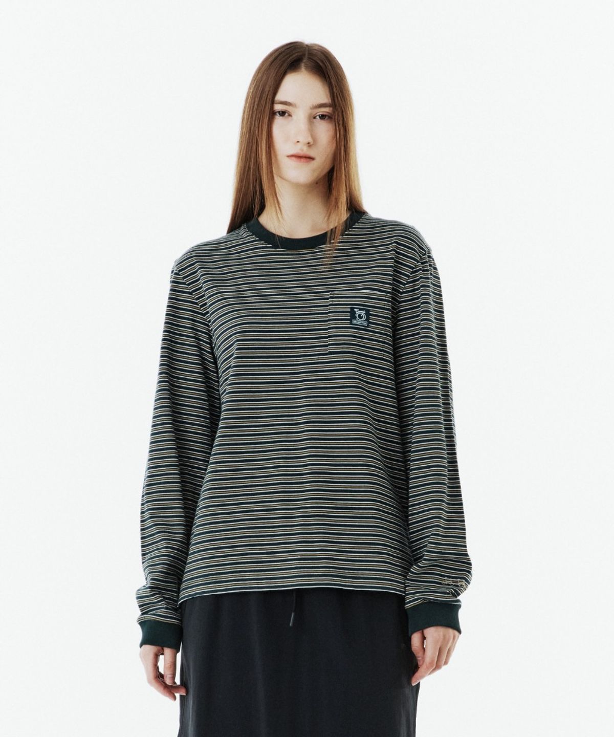 브롬톤 런던(BROMPTON LONDON) STRIPE T-SHIRT - D/GREEN (P263UTS101)