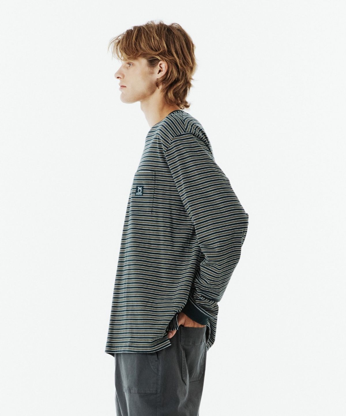 브롬톤 런던(BROMPTON LONDON) STRIPE T-SHIRT - D/GREEN (P263UTS101)