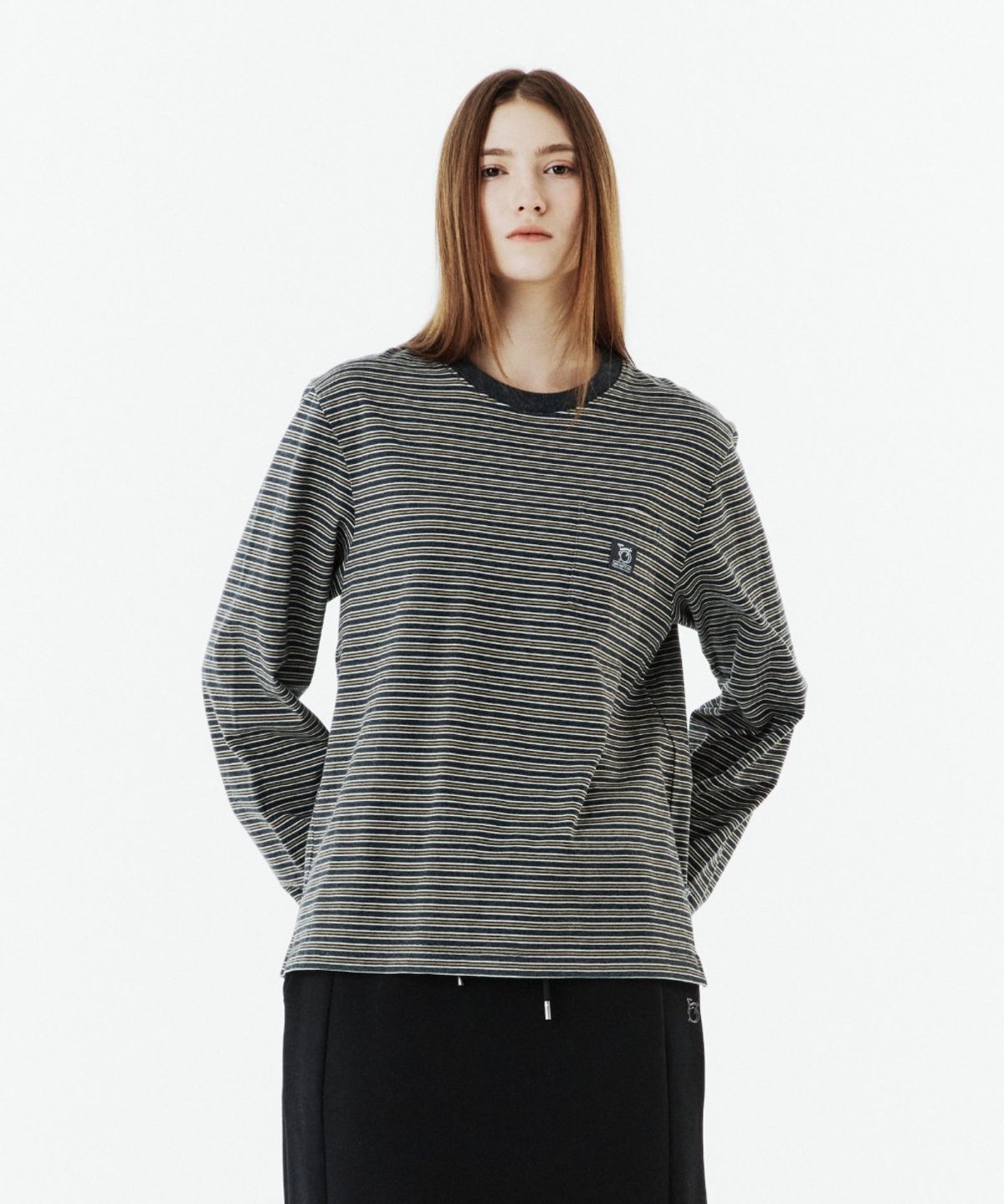 브롬톤 런던(BROMPTON LONDON) STRIPE T-SHIRT - CHARCOAL (P263UTS101)