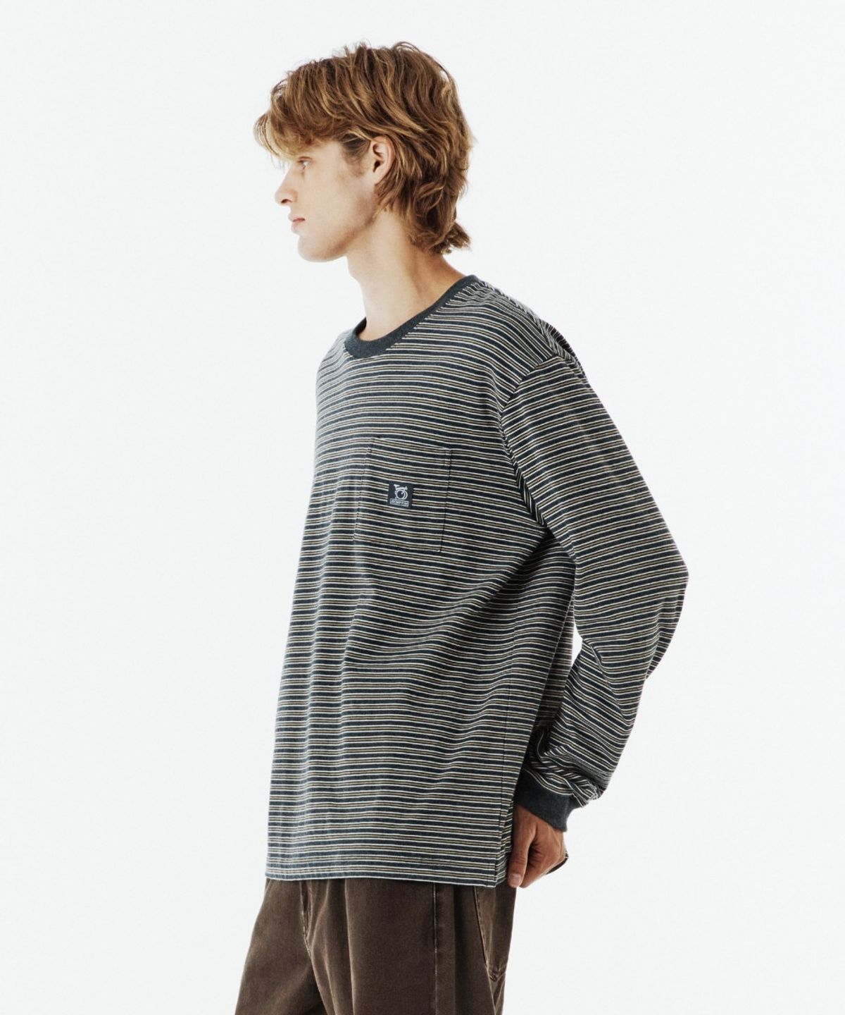 브롬톤 런던(BROMPTON LONDON) STRIPE T-SHIRT - CHARCOAL (P263UTS101)